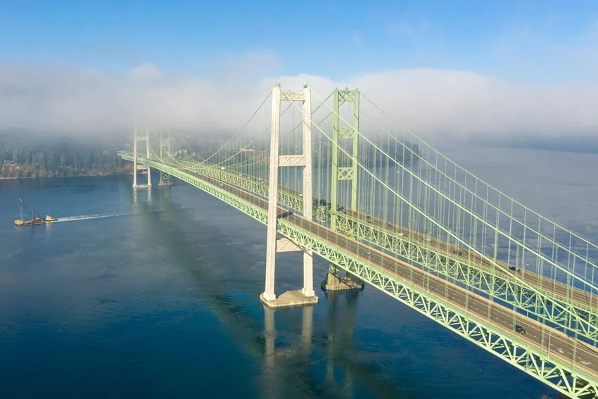 Puget Sound bridge view in Washington, a coastal landmark that fits regional Salmon opportunity around marine water and nearby river systems.